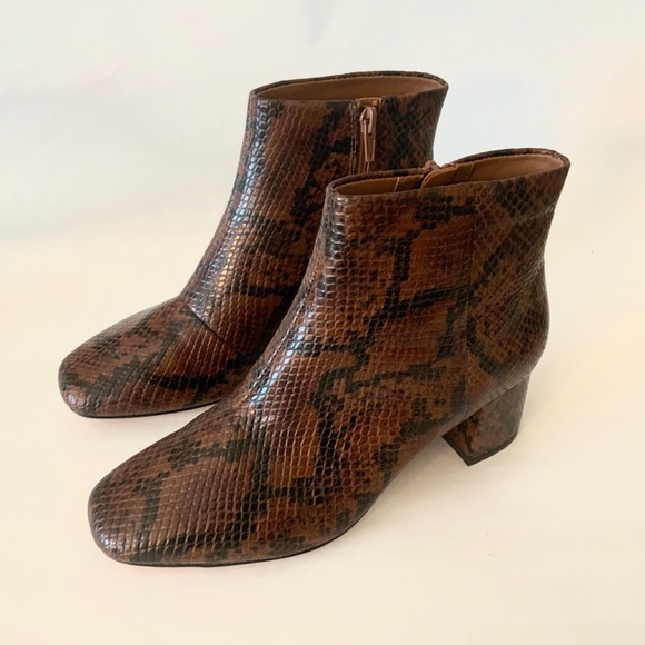 Clarks Sheer Flora 2 Ankle Boots Dark Tan Brown Snake print leather booties 6.5 - Picture 7 of 12